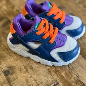 2016 Nike Huarache Run White purple Blue Toddler Shoes Size 6c